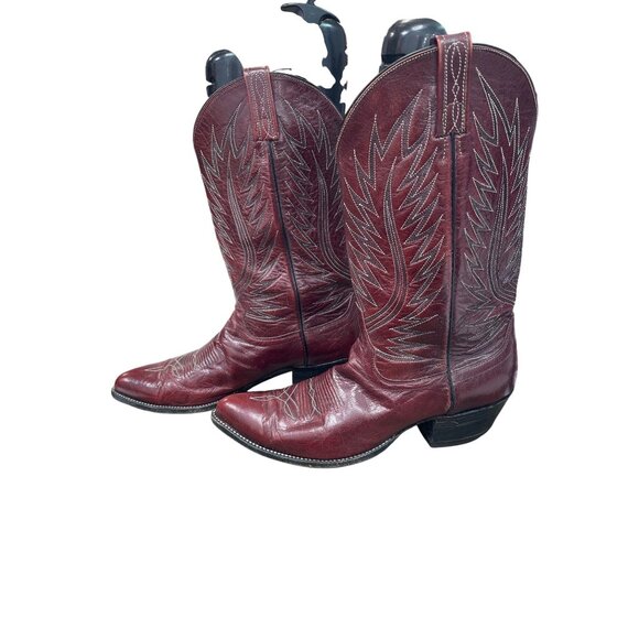 Dan Post Mens Leather Maroon Red Western Cowboy Mid Calf Boots Sz 11.5D SKU 9580 - Picture 3 of 16
